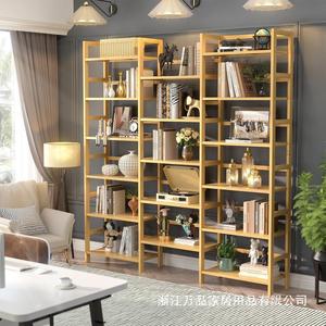Bamboo 6 Layer 3 Width Bookshelf Freestanding Modular Living Room Storage Rack Minimalist Design <b>Solid</b> <b>Wood</b> <b>Bookcase</b> - Product Image 1