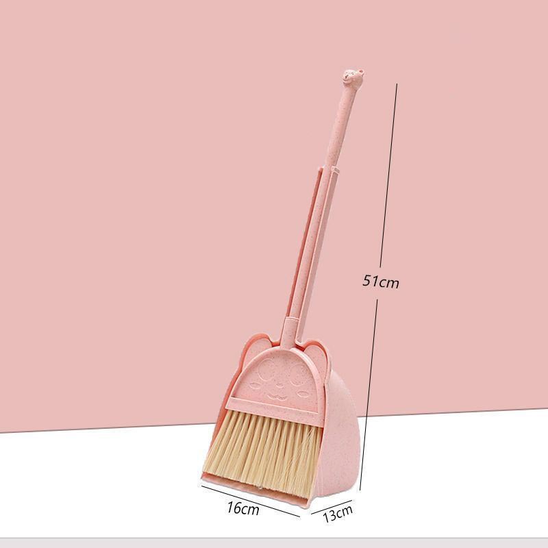 Pink broom dustpan