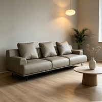 Ensemble de canapés classiques en cuir véritable, design carré avec rembourrage en éponge, canapé-lit moderne pour espaces de vie haut de gamme
