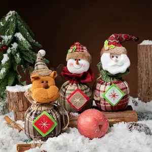 New Christmas Eve Stuffed Dolls Gift Bag To Hold Apple Candy Creative Lovely Santa Snowman Elk Plush Toy