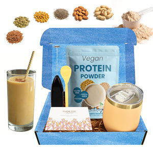 Kit Cadeau <span class=keywords><strong>de</strong></span> Poudre Protéinée Végétalienne OEM avec Sucre <span class=keywords><strong>de</strong></span> Coco <span class=keywords><strong>Bio</strong></span>, Vanille et Sel Marin, Sans Édulcorants Artificiels, Sans Gluten et Sans Produits Laitiers - Product Image 1