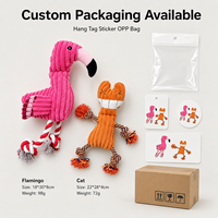 Jouet interactif pour chien en peluche avec corde et couineur, motif flamant rose, vente en gros, marque privée
