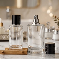 Flacon pulvérisateur de parfum rond en verre transparent de luxe 30ml 50ml 100ml, atomiseur vide personnalisé pour parfum à brume fine avec boîte