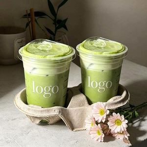 Gobelets en plastique transparent jetables PET de 16 oz pour thé à bulles matcha, soda, café glacé, avec logo personnalisé en relief/imprimé en sérigraphie - Product Image 1