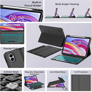 Custodia con Tastiera per Redmi <span class=keywords><strong>Pad</strong></span> <span class=keywords><strong>Pro</strong></span> 12.1 pollici 2024/Xiaomi Poco <span class=keywords><strong>Pad</strong></span>, Cover con Tastiera Retroilluminata Staccabile e Portapenna - Product Image 3