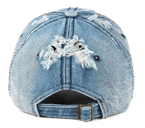 Venta al por mayor de fábrica Custom Street Trend Do Old Torn Hat Hombres Mujeres Ocio al aire libre Gorra de béisbol de mezclilla - Product Image 5