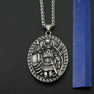 Pendentif en acier inoxydable double face de style rétro européen et américain, guerrier <span class=keywords><strong>viking</strong></span> Odin, pendentif de personnalité pour homme - Product Image 5