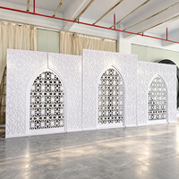Panneau de toile de fond ajouré blanc pour décoration de scène de mariage, mur d'arche géométrique pour hôtel, banquet, fête, événement, salle de bal