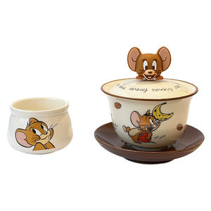 ชุดกาน้ำชาเซรามิกทอมแอนด์เจอร์รี่พร้อมฝาปิด กล่องของขวัญแต่งงาน ลายพิเศษ ชามเซรามิกสำหรับโอกาสพิเศษ - Product Image 3