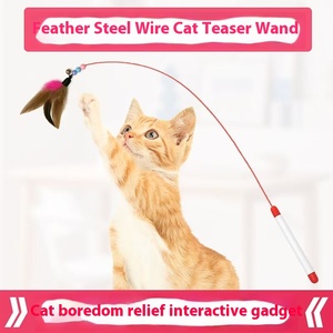 Super lungo eco-friendly piuma gatto stuzzicare bastone con campana e giocattolo interattivo per animali domestici per le vacanze di capodanno Meow <span class=keywords><strong>Play</strong></span> resistenza - Product Image 4