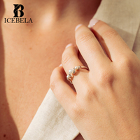 Cincin Perak Sterling 925 Mutiara Gaya Minimalis Korea, Perhiasan Mewah Ringan untuk Wanita