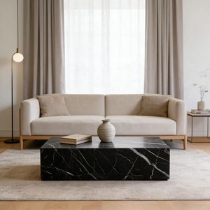 <span class=keywords><strong>Tavolino</strong></span> da Caffè <span class=keywords><strong>Moderno</strong></span> di Lusso Personalizzato in Marmo con Base Nera in Pietra Naturale per Arredamento Soggiorno e Tavoli Centrali con Piedistallo - Product Image 6