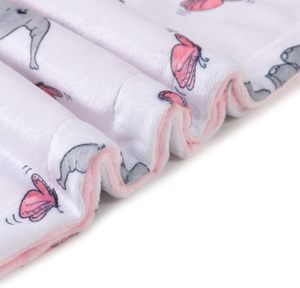 Vente directe du fabricant Couverture à pois en minky en peluche micro douce et soyeuse avec impression d'éléphants - Product Image 4
