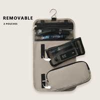 360 pivotant détachable suspendu trousse de toilette résistant à l'eau pochette de maquillage fermeture éclair mode trousse de toilette avec pochette transparente amovible
