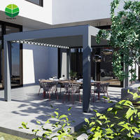Pergola d'extérieur moderne de luxe Pergola d'extérieur motorisée à toit bioclimatique étanche à la pluie avec cadre en alliage inoxydable Pergola revêtue à distance en aluminium
