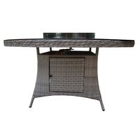 Ensemble de salle à manger moderne de luxe à 4 places, rotin durable, osier, patio, meubles de jardin, table de foyer, coussin en verre pour hôtels de plein air