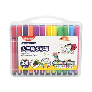 Set Pena Spidol Dua Kepala, Pensil Cat Air Melukis Warna Lukis Tangan Anime Siswa