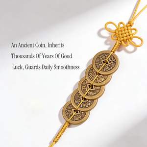 Set di 6 Nodi Cinesi Rossi FENG SHUI, Set di 6 Monete Antiche Portafortuna, Protezione e Prosperità, Decorazione per Casa e Auto - Product Image 6