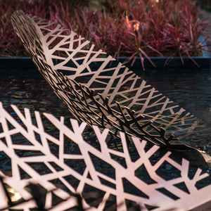 K018 acier inoxydable feuilles Sculpture décoration Art feuille moderne abstrait maison extérieur bord cinétique Sculptures métal décor - Product Image 2