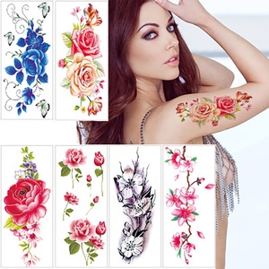 Farfalla artificiale su misura bellissimo fiore Sexy della parte bassa della schiena temporanea manica piena adesivo del tatuaggio per le signore - Product Image 5