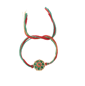 Bracelet Rakhi ethnique Meenakari pour frère, fait main en fil avec motifs émaillés colorés, cadeau festif - Product Image 1
