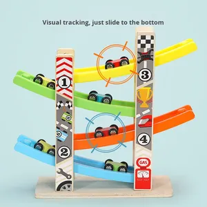 Trượt theo dõi Câu Đố tốc độ tàu lượn xe 7 cấp trượt với theo dõi trực quan bãi đậu xe trẻ em Đồ chơi câu đố bằng gỗ - Product Image 4