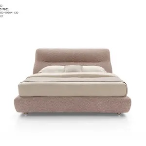 Cadre de lit King size en velours, grande tête de lit moderne et confortable, design italien, dernier lit à plateforme touffeté