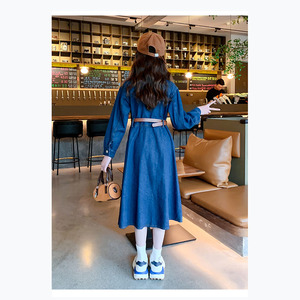120 170 di abbigliamento per ragazze con risvolto Cardigan dritta in Denim a maniche lunghe floreale primavera estate moda media grande per bambini - Product Image 4