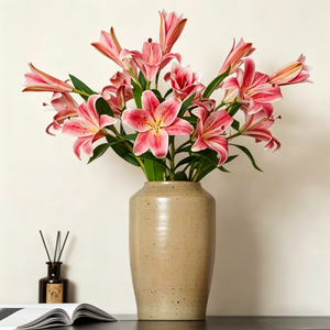 Bouquet de lys artificiels en soie 3D personnalisé à <span class=keywords><strong>trois</strong></span> têtes, luxe pour la fête des mères, la Saint-Valentin, Thanksgiving - Product Image 1
