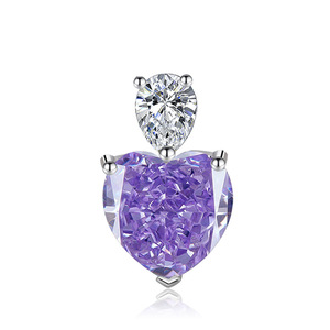 Top Selling Jewelry Women 2026 <b>Copper</b> 12*12mm Heart Cut Purple Cubic Zirconia <b>Necklace</b> Rings Earrings Jewellery Set - Product Image 6