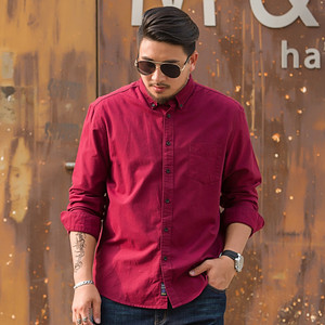 เสื้อเชิ้ตแขนยาวผู้ชายขนาดใหญ่สไตล์ลำลองธุรกิจสีพื้น - Product Image 6