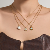 Colliers superposés dorés avec pendentif coquillage pour femme, bijoux fantaisie bohèmes de plage, chaîne délicate et élégante