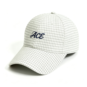 Gorra de Béisbol con Visera Curva, Diseño a Cuadros Multicolor, Bordado ACE, 6 Paneles, Correa Ajustable, Estilo Casual, Deportivo, Unisex, para Uso Diario - Product Image 5