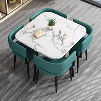 Ensemble de table à manger 4 places avec chaises, mobilier moderne pour restaurant, salle à manger, table à manger carrée en marbre, luxe italien