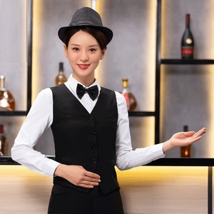 Uniformes de Personal de Hotel Unisex de Algodón/Poliéster Tejido Personalizados al por Mayor, Diseño de Chaleco para Camareros de <span class=keywords><strong>Bar</strong></span> para Uso en Restaurantes y Bares - Product Image 5