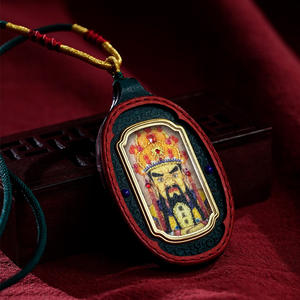 Pendentif Thangka de style tibétain en pierre de roche recouverte de sable, Palden Lhamo, Tara verte, Jambhala jaune, artisanat 3D, décoration d'intérieur haut de gamme - Product Image 4