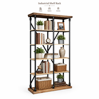 Étagère de rangement multi-niveaux HONGYAN moderne et réglable en métal de style industriel avec structure en X pour salon et maison