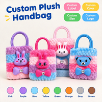 Sac bandoulière mignon en forme de lapin de dessin animé, à rayures colorées, petit sac à main moelleux pour enfants, portefeuille, cadeau d'anniversaire