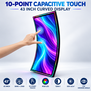 จอโค้งแบบสัมผัส 4K UHD 3840x2160 ขนาด <span class=keywords><strong>43</strong></span> นิ้ว แบบ Capacitive PCAP สำหรับตู้เกมอาร์เคด - Product Image 1