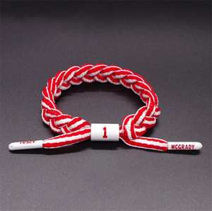 Tendance fait à la main corde nom hommes basket-ball sport Fitness Bracelets personnalisé imprimé Logo lacet Bracelet - Product Image 1