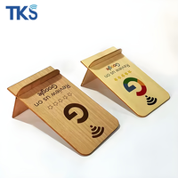 Soporte de Madera NFC para Reseñas de Google Maps, Menú de Restaurante en Redes Sociales, Soporte de Madera NFC con Impresión UV Personalizada o Grabado Láser