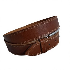 Handcrafted High Quality Cow Hide Leather Pin Buckle Rectangular Steel Buckle Custom Logo Printing Brown Color Durable <b>Belt</b> - Product Image 5