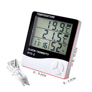 <b>Digital</b> LCD Thermo-Hygrometer Temperature Humidity Monitoring Mural Indoor/Outdoor Electronic Time <b>Clock</b> - Product Image 4
