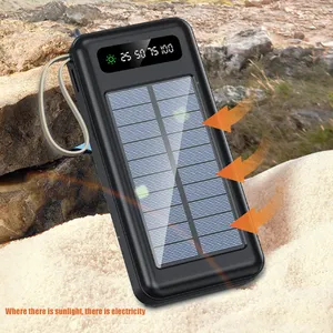 Вилки-кабель 10000 мАч/20000 мАч power bank Солнечная энергия мобильный сотовый телефон Ультра с подставкой держатель солнечной панели