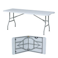 Meubles d'extérieur, table pliante rectangulaire en plastique HDPE avec pieds en métal de haute qualité, pour banquet, pique-nique