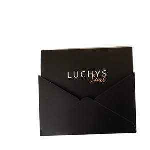 Sobre de Papel Negro con Logotipo Personalizado en Relieve para Empaque de Tarjetas - Product Image 1