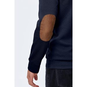 FOXA <b>Men's</b> Hooded Sweatshirt Cotton Textured Long Sleeve Half Button <b>Pullover</b> Breathable Casual Wear - Product Image 6
