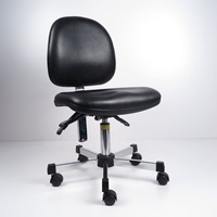 Chaise de bureau antistatique ESD en cuir PU conducteur noir moderne pour salle blanche, hôpital et entrepôt