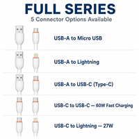 Kabel Data Pengisian Cepat USB-A ke Micro USB TPE 1m dengan Konektor Bermotif Cangkang, Kabel Sinkronisasi Tahan Lama