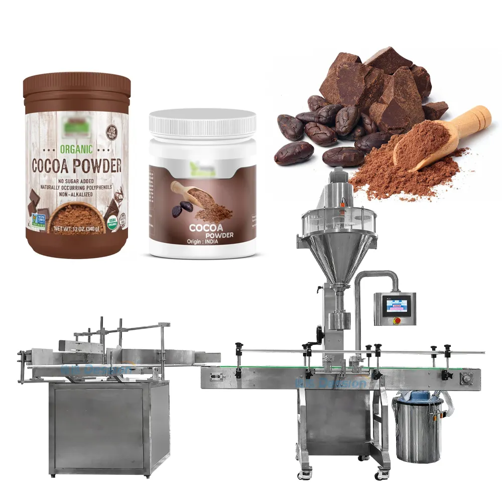 300g 500g Automatic Screw Weighing Cocoa Powder Bottle Filling Machine Chocolate Powder Jar Filling Capping Machine